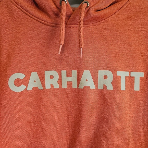 Carhartt Sweatshirt Womens L Orange Fleece Hoodie Relaxed Fit Workwear Cozy - Picture 10 of 13